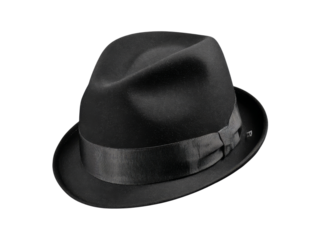 Classic black fedora hat mens fashion accessory stylish headwear, Isolated On white, Png Transparent