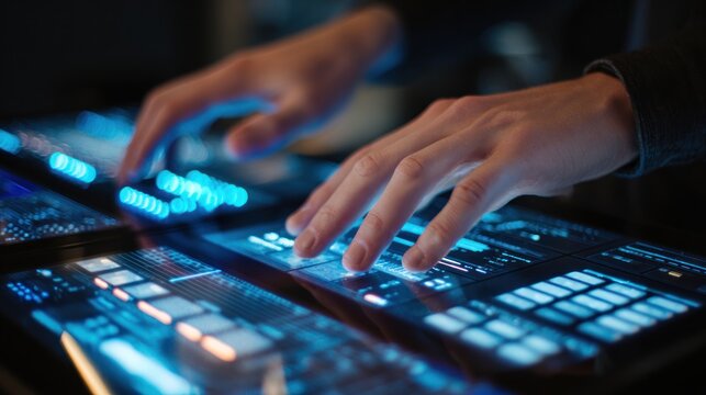 Hands on futuristic touch screen interface