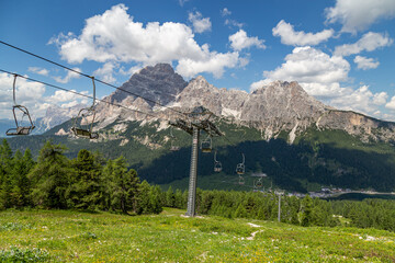 Aerial Dolomites landscape surrounding Lake Misurina