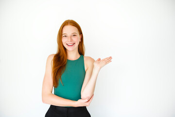 Fototapeta premium Pretty 18 years old blonde girl posing in studio