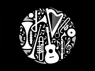 "Electric and Acoustic Guitar Silhouettes Collection"