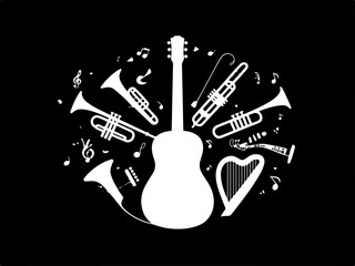 "Electric and Acoustic Guitar Silhouettes Collection"