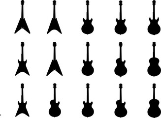 "Electric and Acoustic Guitar Silhouettes Collection"