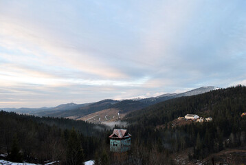 a landscape in mountains
