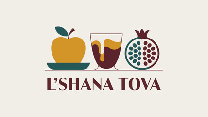 Rosh hashanah jewish new year apple honey pomegranate holiday celebration greeting