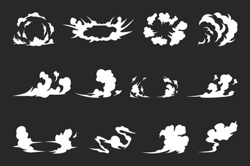 Naklejka premium Cartoon Smoke Explosion Vector Set