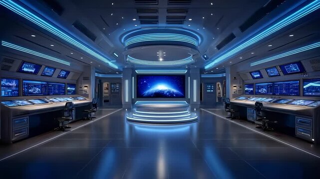 Future Tech Command Center Data Monitoring Room