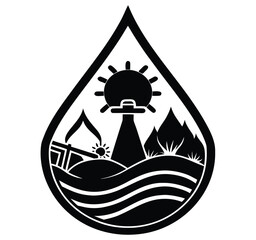 Vector illustration of a boat with a flammable warning sign symbol in yellow triangle, a hazard design