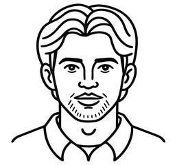 Black-haired guy's cartoon face with a mask, a drawing or illustration of an evil character