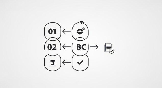 Conceptual infographic showing business process steps and workflow chart