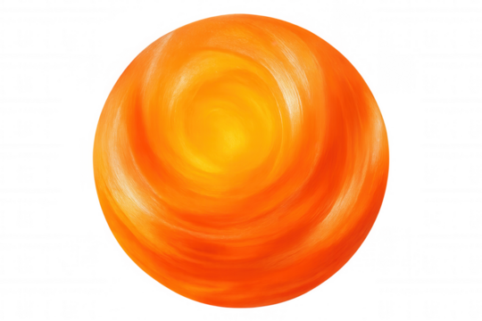 Bright orange sphere with swirling pattern suggesting energy, heat, or fire, isolated on a transparent background