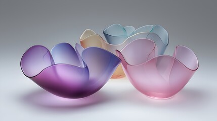 Obraz na płótnie Canvas Elegant abstract glass vases in pastel colors on light gray background for modern interior decoration and design visuals