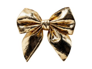 Elegant gold metallic bow isolated on black background, Isolated On white, Png Transparent