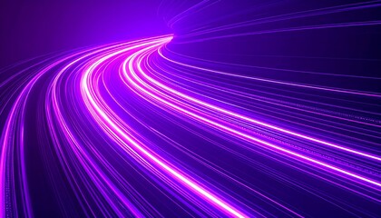 Abstract, swirling, vibrant neon lights curving through dark space