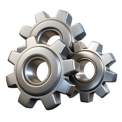 Interlocking Metallic Gears 3D Render 