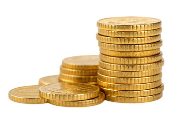 Stack of gold coins isolated on transparent background