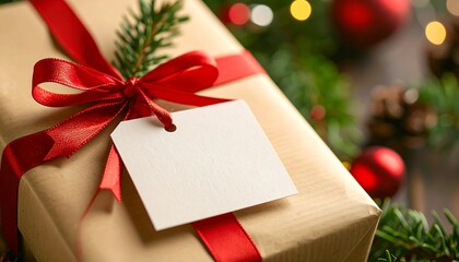 Christmas gift box with red ribbon