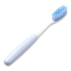 Soft Bristle Toothbrush with Light Blue Handle Isolated on White Background