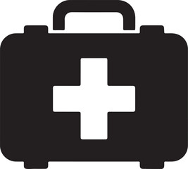 Fototapeta premium Simple First Aid Kit Icon Vector Graphic This is a black and white vector graphic of a first aid kit.