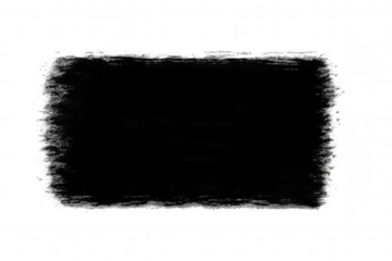 Bold black brush stroke with rough edges on a transparent background, ideal for creative design projects and artistic compositions