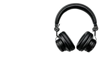 Black over-ear headphones, leatherette earcups, simple design