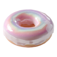 Iridescent Glazed Donut with Sparkling Frosting on Light Background