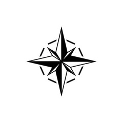 Fototapeta premium Black and white compass rose illustration.