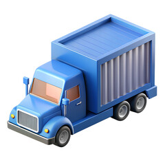 Isometric 3D Render of a Blue Delivery Truck