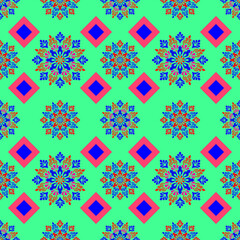 Colorful Geometric Floral seemless Pattern Design