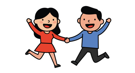 Cartoon couple running