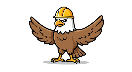 Obraz premium Cartoon eagle construction worker illustration