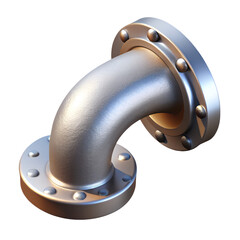 3D Render of a Metal Pipe Elbow with Flanges