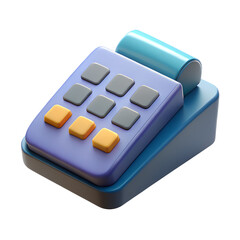 Isometric 3D smart payment terminal on white background.