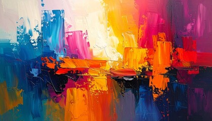 Fondo abstracto con trazos de pincel expresivos en colores vibrantes, estilo pintura moderna.