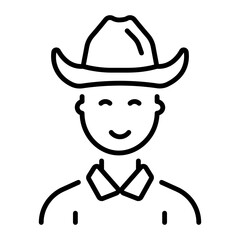 A line style icon showing cowboy hat