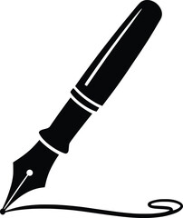 Elegant Fountain Pen Icon Vector Drawing Writing Symbol.
