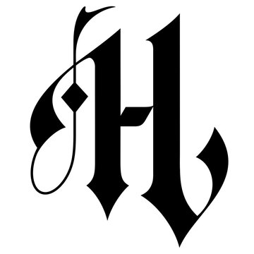 Image of the letter H in uppercase, Gothic style. Typography, lettering, calligraphy and fonts