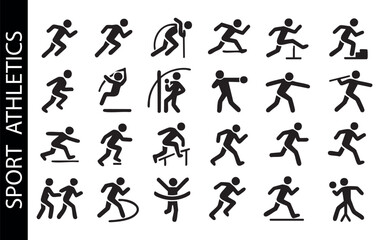 a set of black icons for athletics. Vector