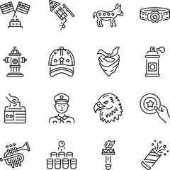 Set of American Heritage Linear Style Icons 

