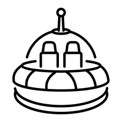 A line style icon showing spaceship