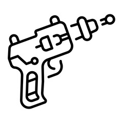 A line style icon showing space gun