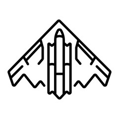 A linear style icon representing stealth bomber