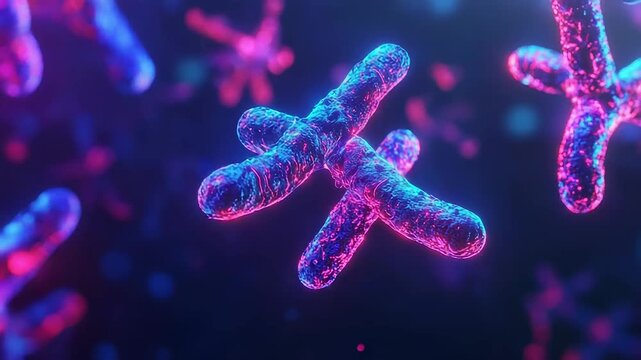 Chromosomes crossing over during cell division in meiosis or mitosis