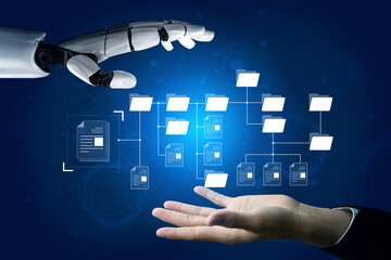 AI organizing file directory structure, streamlining folder management, arranging document paths,...