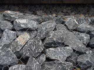 Gabion wall prevents the collapse of roads and rivers.