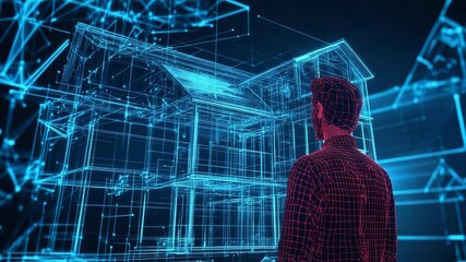 Architect evaluating futuristic 3d model of sustainable building - Powered by Adobe