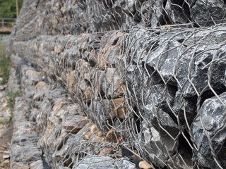Gabion wall prevents the collapse of roads and rivers.