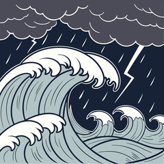 Hand drawn marine stormy weather