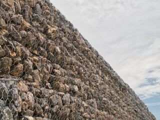 Gabion wall prevents the collapse of roads and rivers.