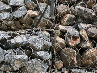 Gabion wall prevents the collapse of roads and rivers.